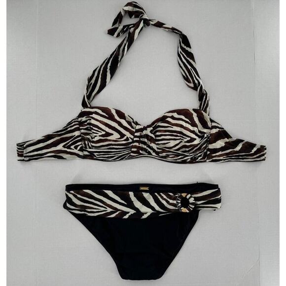 ANTONIO MELANI Other - Antonio Melani Swim Bikini Size L Animal Print Halter Rhinestone Sexy Vacation​​
